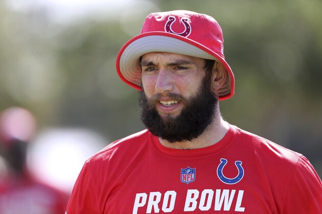 AFC quarterback Andrew Luck #12 is seen at the Pro Bowl Skills Challenge, Wednesday, January 23, 2019, in Kissimmee, FL. (AP Photo/Gregory Payan)
