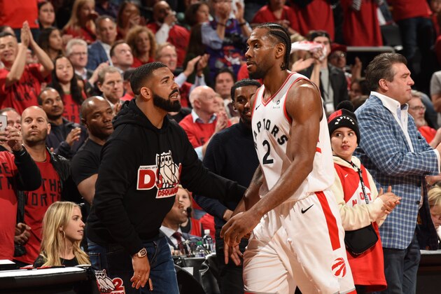 TORONTO, CA - MAY 21: Rapper, Drake, reacts during a game between the Milwaukee Bucks and the Toronto Raptors during Game Four of the Eastern Conference Finals on May 21, 2019 at the Scotiabank Arena in Toronto, Canada. NOTE TO USER: User expressly acknowledges and agrees that, by downloading and/or using this photograph, user is consenting to the terms and conditions of the Getty Images License Agreement. Mandatory Copyright Notice: Copyright 2019 NBAE (Photo by Ron Turenne/NBAE via Getty Images)