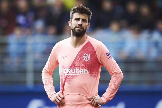 EIBAR, SPAIN - MAY 19: Gerard Pique of FC Barcelona reacts during the La Liga match between SD Eibar and FC Barcelona at Ipurua Municipal Stadium on May 19, 2019 in Eibar, Spain. (Photo by Juan Manuel Serrano Arce/Getty Images)