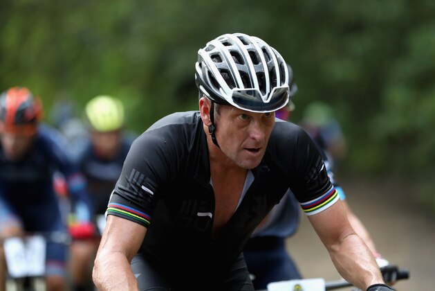 JACO, COSTA RICA - NOVEMBER 01:  Lance Armstrong of the United States competes in Day 1 of the La Ruta de Los Conquistadores on November 1, 2018 in Jaco, Costa Rica.  La Ruta de Los Conquistadores is Costa Rica's premier mountain bike race, and one of the most difficult races in the world. The race was started in 1993 by Roman Urbina. (Photo by Ezra Shaw/Getty Images)