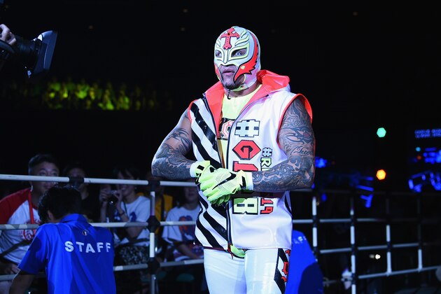 TOKYO, JAPAN - AUGUST 12: Rey Mysterio Jr. appears on the ring prior to the the 6-man tag match during the New Japan Pro-Wrestling G1 Climax 28 at Nippon Budokan on August 12, 2018 in Tokyo, Japan. (Photo by New Japan Pro-Wrestling/Getty Images) TOKYO, JAPAN - AUGUST 12: Rey Mysterio Jr. appears on the ring prior to the the 6-man tag match during the New Japan Pro-Wrestling G1 Climax 28 at Nippon Budokan on August 12, 2018 in Tokyo, Japan. (Photo by New Japan Pro-Wrestling/Getty Images)