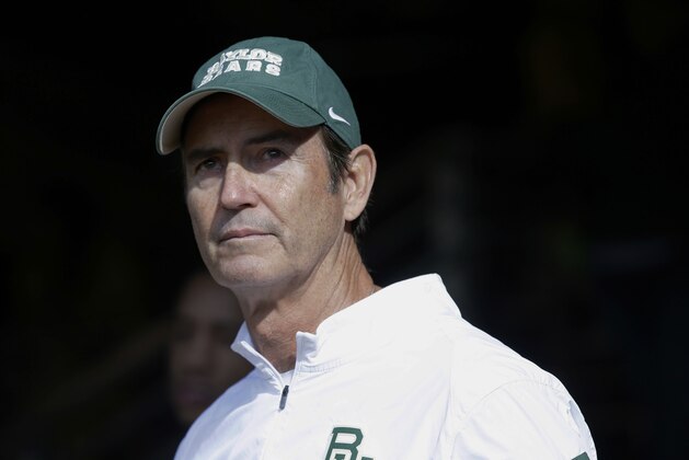 FILE - In this Dec. 5, 2015, file photo, Baylor coach Art Briles stands in the tunnel before the team's NCAA college football game against Texas in Waco, Texas. A new court filing detailed allegations that former Baylor coach Briles ignored sexual assaults by players, failed to alert university officials or discipline athletes and allowed them to continue playing. (AP Photo/LM Otero, File)