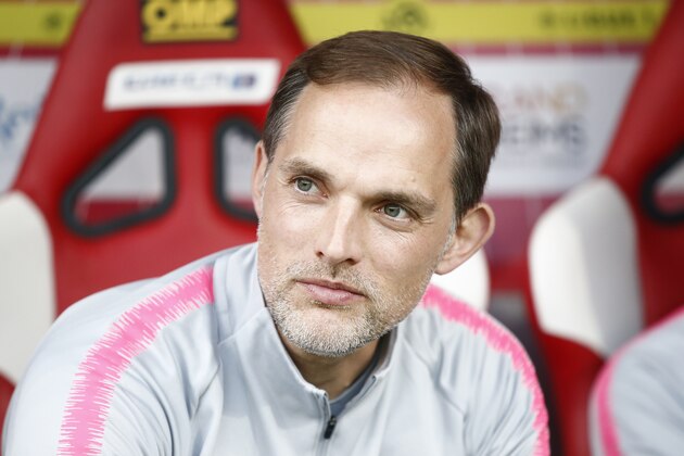 REIMS, FRANCE - MAY 24: Thomas Tuchel, Head Coach of Paris Saint-Germain, looks on before the Ligue 1 match between Stade de Reims and Paris Saint-Germain at Stade Auguste Delaune on May 24, 2019 in Reims, France. (Photo by Catherine Steenkeste/Getty Images)