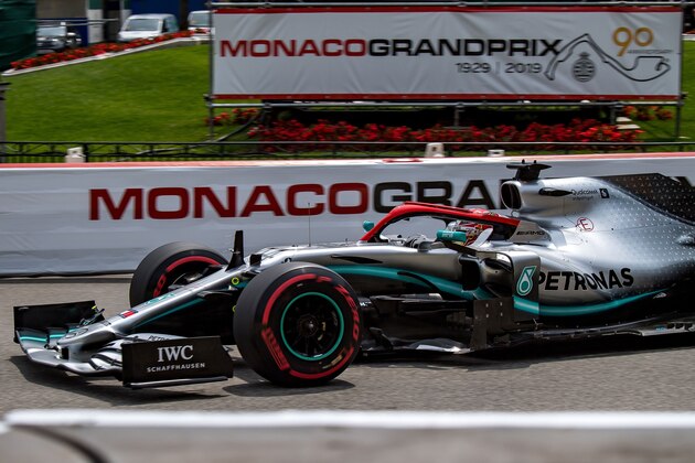Mercedes' British driver Lewis Hamilton drives during the third practice session at the Monaco street circuit on May 25, 2019 in Monaco, ahead of the Monaco Formula 1 Grand Prix. (Photo by ANDREJ ISAKOVIC / AFP)        (Photo credit should read ANDREJ ISAKOVIC/AFP/Getty Images)