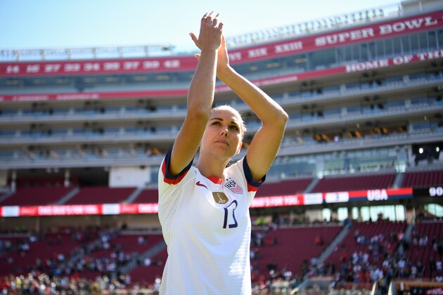 SANTA CLARA, CA - MAY 12: Alex Morgan #13 of the United States during an international friendly match between the womens national teams of the United States and South Africa on May 12, 2019 at Levis Stadium in Santa Clara, California. (Photo by Brad Smith/isiphotos/Getty Images)