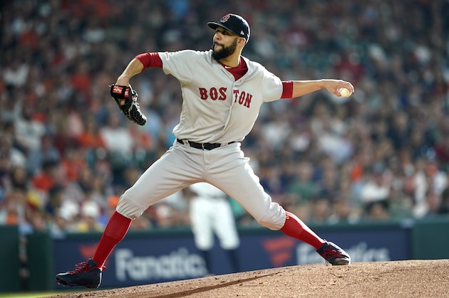 Boston Red Sox starting pitcher David Price throws during the first inning of a baseball game against the Houston Astros Saturday, May 25, 2019, in Houston. Price left the game after facing three batters in the inning. (AP Photo/David J. Phillip)