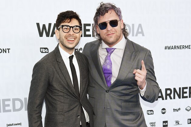 NEW YORK, NEW YORK - MAY 15: Tony Khan and Kenny Omega of TNT’s All Elite Wrestling attends the WarnerMedia Upfront 2019 arrivals on the red carpet at The Theater at Madison Square Garden on May 15, 2019 in New York City. 602140 (Photo by Dimitrios Kambouris/Getty Images for WarnerMedia)