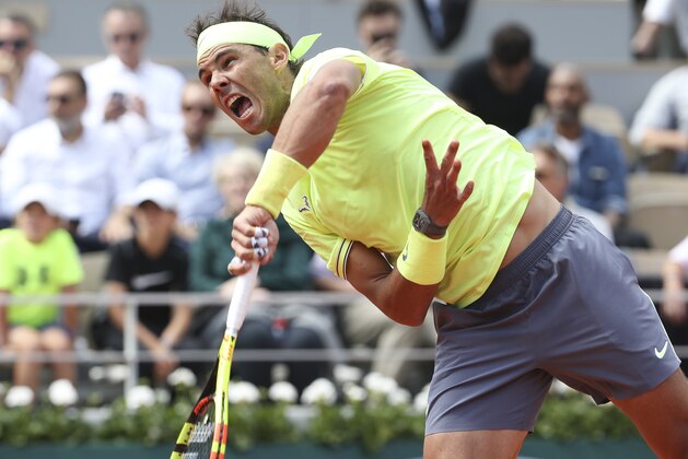 PARIS, FRANCE - MAY 27: Rafael Nadal of Spain in action during his first round on day 2 of the 2019 French Open at Roland Garros stadium on May 27, 2019 in Paris, France. (Photo by Jean Catuffe/Getty Images)