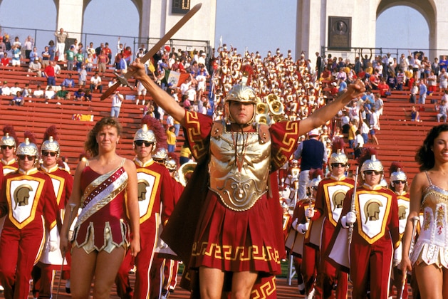 LOS ANGELES - NOVEMBER 1986: The USC Trojans marching band performs during a November 1986 game at the Coliseum in Los Angeles, California. (Photo by Bernstein Associates/Getty Images) LOS ANGELES - NOVEMBER 1986: The USC Trojans marching band performs during a November 1986 game at the Coliseum in Los Angeles, California. (Photo by Bernstein Associates/Getty Images)