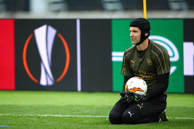 BAKU, AZERBAIJAN - MAY 28: Petr Cech of Arsenal during the Arsenal training session prior to the UEFA Europa League Final between Chelsea and Arsenal at Baku Olimpiya Stadionu on May 28, 2019 in Baku, Azerbaijan. (Photo by Robbie Jay Barratt - AMA/Getty Images)
