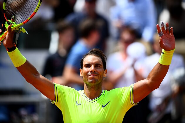 PARIS, FRANCE - MAY 29: Rafael Nadal of Spain celebrates victory during his mens singles second round match against Yannick Maden of Germany during Day four of the 2019 French Open at Roland Garros on May 29, 2019 in Paris, France. (Photo by Clive Mason/Getty Images)