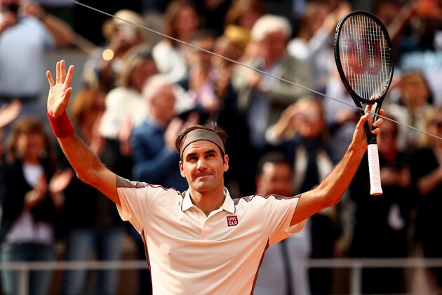 PARIS, FRANCE - MAY 29: Roger Federer of Switzerland celebrates victory during his mens singles second round match against Oscar Otte of Germany during Day four of the 2019 French Open at Roland Garros on May 29, 2019 in Paris, France. (Photo by Clive Brunskill/Getty Images)