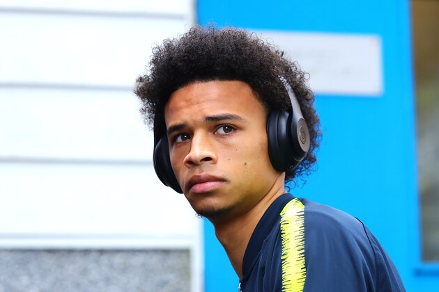 BURNLEY, ENGLAND - APRIL 28: Leroy Sane of Manchester City arrives ahead of the Premier League match between Burnley FC and Manchester City at Turf Moor on April 28, 2019 in Burnley, United Kingdom. (Photo by Chris Brunskill/Fantasista/Getty Images)