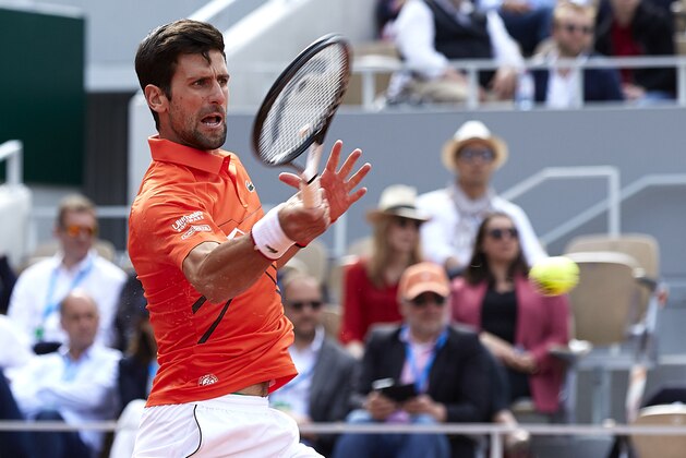 PARIS, FRANCE - MAY 28: Novak Djokovic of Serbia returns a shot during his mens singles first round match against Hubert Hurkacz of Poland during Day two of the 2019 French Open at Roland Garros on May 27, 2019 in Paris, France (Photo by Quality Sport Images/Getty Images)