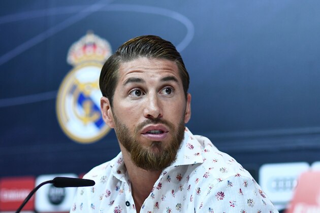 Real Madrid's Spanish defender Sergio Ramos gives a press conference at Real Madrid's training facilities of Valdebebas in Madrid in Madrid on May 30, 2019. (Photo by OSCAR DEL POZO / AFP)        (Photo credit should read OSCAR DEL POZO/AFP/Getty Images)