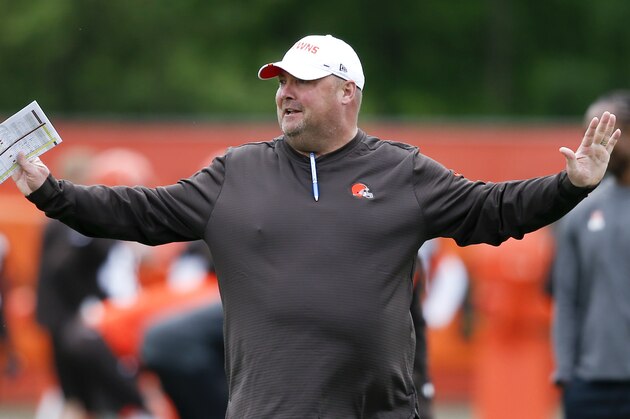 Cleveland Browns head coach Freddie Kitchens directs a drill during an NFL football organized team activity session at the team's training facility Wednesday, May 22, 2019, in Berea, Ohio. (AP Photo/Ron Schwane) Cleveland Browns head coach Freddie Kitchens directs a drill during an NFL football organized team activity session at the team's training facility Wednesday, May 22, 2019, in Berea, Ohio. (AP Photo/Ron Schwane)