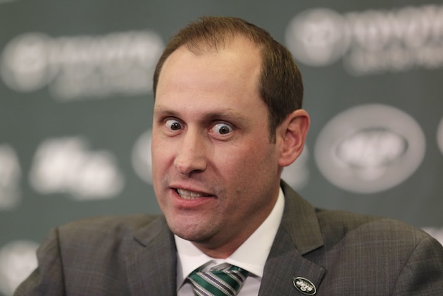 New York Jets head coach Adam Gase speaks during a news conference in Florham Park, N.J., Monday, Jan. 14, 2019. The Jets coach was formally introduced at the team's facility, and social media was quickly abuzz. No, not with his vision for the team or where he sees quarterback Sam Darnold’s progress going. It was all about Gase's eyes, which were intensely focused at times throughout the nearly 20-minute news conference. (AP Photo/Seth Wenig)