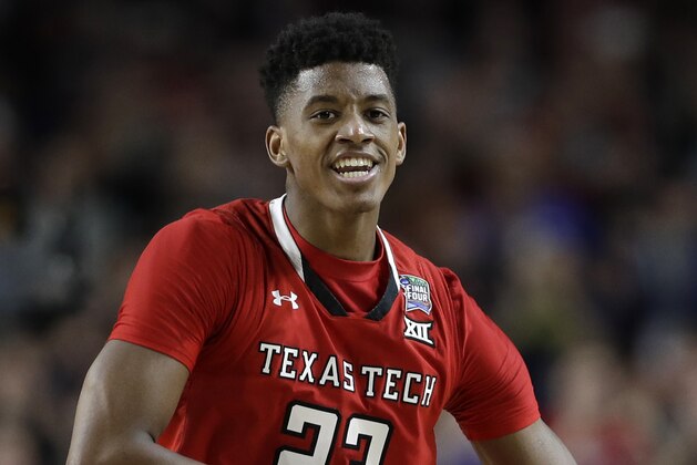 Texas Tech's Jarrett Culver (23) reacts during the second half in the championship of the Final Four NCAA college basketball tournament against Virginia, Monday, April 8, 2019, in Minneapolis. (AP Photo/David J. Phillip)