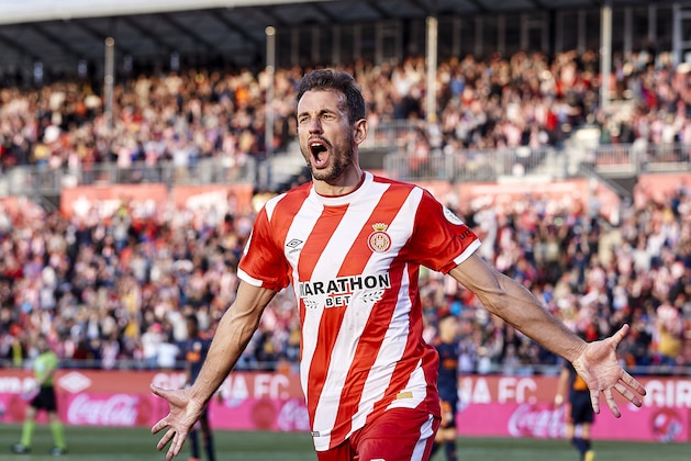GIRONA, SPAIN - MARCH 10: Cristhian Stuani of Girona FC celebrating his goal during the La Liga match between Girona FC and Valencia CF at Montilivi Stadium on March 10, 2019 in Girona, Spain. (Photo by Quality Sport Images/Getty Images)
