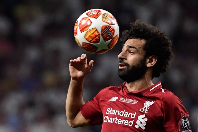 Liverpool's Egyptian midfielder Mohamed Salah gestures during the UEFA Champions League final football match between Liverpool and Tottenham Hotspur at the Wanda Metropolitan Stadium in Madrid on June 1, 2019. (Photo by JAVIER SORIANO / AFP)        (Photo credit should read JAVIER SORIANO/AFP/Getty Images)
