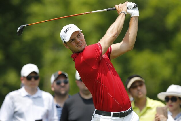 Martin Kaymer, of Germany, tees off on the third hole during the third round of the Memorial golf tournament Saturday, June 1, 2019, in Dublin, Ohio. (AP Photo/Jay LaPrete)