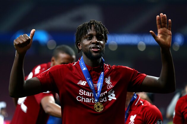 MADRID, SPAIN - JUNE 01: Divock Origi of Liverpool celebrates after winning the UEFA Champions League Final between Tottenham Hotspur and Liverpool at Estadio Wanda Metropolitano on June 01, 2019 in Madrid, Spain. (Photo by Chloe Knott - Danehouse/Getty Images)
