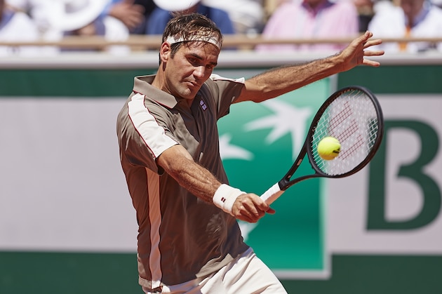PARIS, FRANCE - JUNE 02: Roger Federer of Switzerland returns the ball in his Men's Singles fourth round match against Leonardo Mayer of Argentina during Day eight of the 2019 French Open at Roland Garros on June 02, 2019 in Paris, France.. (Photo by Quality Sport Images/Getty Images)
