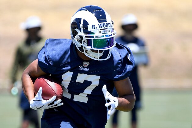 THOUSAND OAKS, CA - MAY 20: Robert Woods #17 of the Los Angeles Rams runs drills during the first day of Organized Team Activities (OTAs) at the team's practice facility located at California Lutheran University on May 20, 2019 in Thousand Oaks, California. (Photo by Jayne Kamin-Oncea/Getty Images)