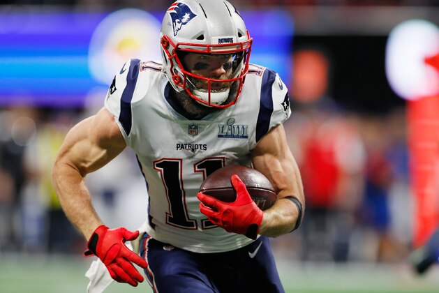 ATLANTA, GA - FEBRUARY 03: Julian Edelman #11 of the New England Patriots runs the ball in the second half during Super Bowl LIII against the Los Angeles Rams at Mercedes-Benz Stadium on February 3, 2019 in Atlanta, Georgia.  (Photo by Kevin C. Cox/Getty Images)