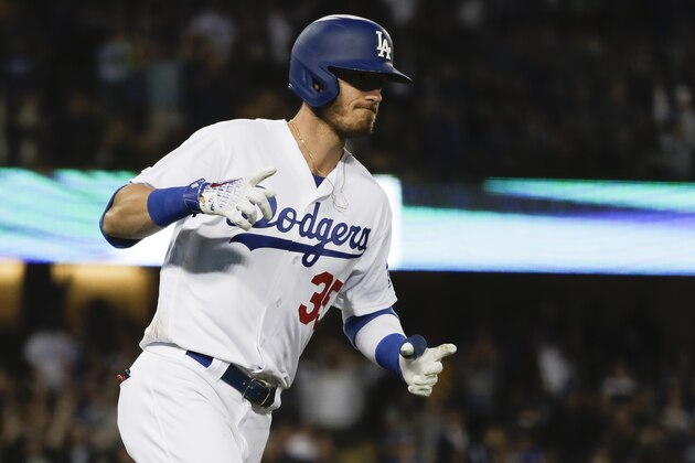 Los Angeles Dodgers' Cody Bellinger rounds the bases after a two-run home run against the New York Mets during the third inning of a baseball game in Los Angeles, Tuesday, May 28, 2019. (AP Photo/Chris Carlson)