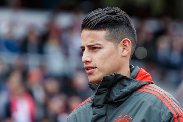 NUREMBERG, GERMANY - APRIL 28: James Rodriguez of FC Bayern looks on prior to the Bundesliga match between 1. FC Nuernberg and FC Bayern Muenchen at Max-Morlock-Stadion on April 28, 2019 in Nuremberg, Germany. (Photo by TF-Images/Getty Images)