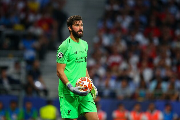 MADRID, SPAIN - JUNE 01: Alisson Becker of Liverpool during the UEFA Champions League Final between Tottenham Hotspur and Liverpool at Estadio Wanda Metropolitano on June 1, 2019 in Madrid, Spain. (Photo by Craig Mercer/MB Media/Getty Images)