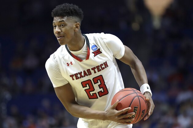 Texas Tech's Jarrett Culver looks to poss during the second half of a first round men's college basketball game against Northern Kentucky in the NCAA Tournament Friday, March 22, 2019, in Tulsa, Okla. Texas Tech won 72-57. (AP Photo/Jeff Roberson)