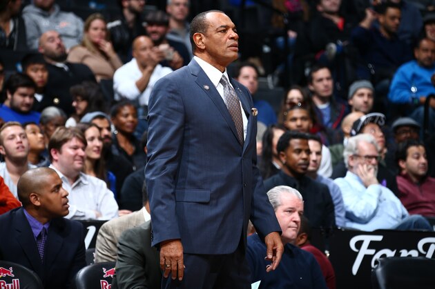 BROOKLYN, NY - NOVEMBER 22:   Head coach Lionel Hollins of the Brooklyn Nets looks on against the Boston Celtics on November 22, 2015 at Barclays Center in Brooklyn, New York. NOTE TO USER: User expressly acknowledges and agrees that, by downloading and or using this Photograph, user is consenting to the terms and conditions of the Getty Images License Agreement. Mandatory Copyright Notice: Copyright 2015 NBAE (Photo by Nathaniel S. Butler/NBAE via Getty Images)