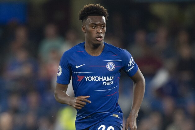 LONDON, ENGLAND - APRIL 22: Callum Hudson-Odoi of Chelsea during the Premier League match between Chelsea FC and Burnley FC at Stamford Bridge on April 22, 2019 in London, United Kingdom. (Photo by Visionhaus/Getty Images)