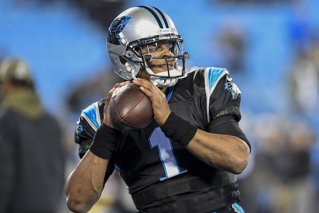Carolina Panthers quarterback Cam Newton warms up prior to the start of an NFL football game against the New Orleans Saints in Charlotte, N.C., Monday, Dec. 17, 2018. (AP Photo/Mike McCarn)