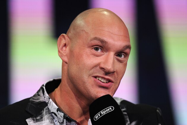 LONDON, ENGLAND - MAY 13: Tyson Fury of England speaks during a press conference ahead of his heavyweight match against Tom Schwarz at BT Sport Studios on May 13, 2019 in London, England. (Photo by Alex Burstow/Getty Images)