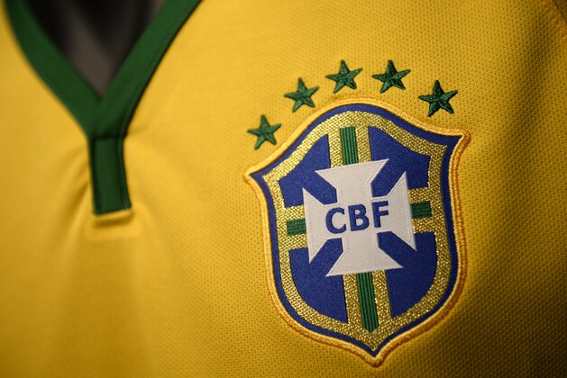 A picture taken on December 3, 2013 in Paris, shows the new jersey of Brazil national football team.  AFP PHOTO / FRANCK FIFE        (Photo credit should read FRANCK FIFE/AFP/Getty Images)