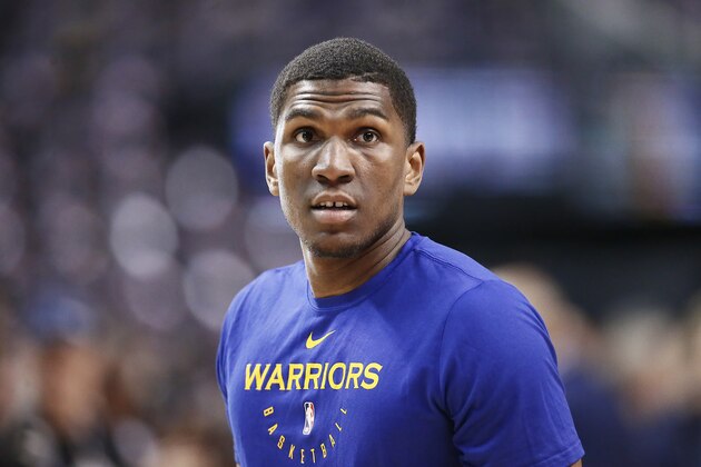 TORONTO, CANADA - MAY 30: Kevon Looney #5 of the Golden State Warriors looks on during warm ups prior to Game One of the NBA Finals against the Toronto Raptors on May 30, 2019 at Scotiabank Arena in Toronto, Ontario, Canada. NOTE TO USER: User expressly acknowledges and agrees that, by downloading and/or using this photograph, user is consenting to the terms and conditions of the Getty Images License Agreement. Mandatory Copyright Notice: Copyright 2019 NBAE (Photo by Chris Elise/NBAE via Getty Images)