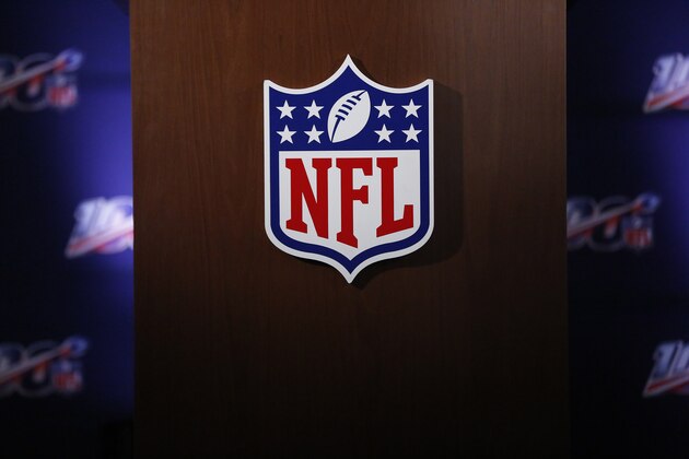 The NFL logo is seen during the NFL football owners meeting on Wednesday, May 22, 2019, in Key Biscayne, Fla. (AP Photo/Brynn Anderson)