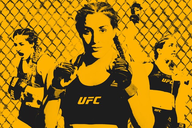 DALLAS, TX - SEPTEMBER 07:   Tatiana Suarez poses on the scale during the UFC 228 weigh-in at American Airlines Center on September 7, 2018 in Dallas, Texas. (Photo by Josh Hedges/Zuffa LLC/Zuffa LLC via Getty Images)