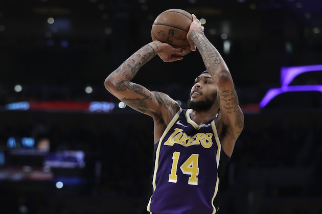 Los Angeles Lakers' Brandon Ingram during an NBA basketball game against the New Orleans Pelicans Wednesday, Feb. 27, 2019, in Los Angeles. (AP Photo/Marcio Jose Sanchez)