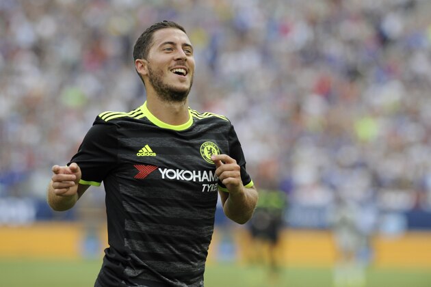 IMAGE DISTRIBUTED FOR INTERNATIONAL CHAMPIONS CUP - Chelsea midfielder Eden Hazard (10) celebrates his goal during the second half at the International Champions Cup match against Real Madrid on Saturday, July 30, 2016, in Ann Arbor, Mich. (Jose Juarez/AP Images for International Champions Cup)