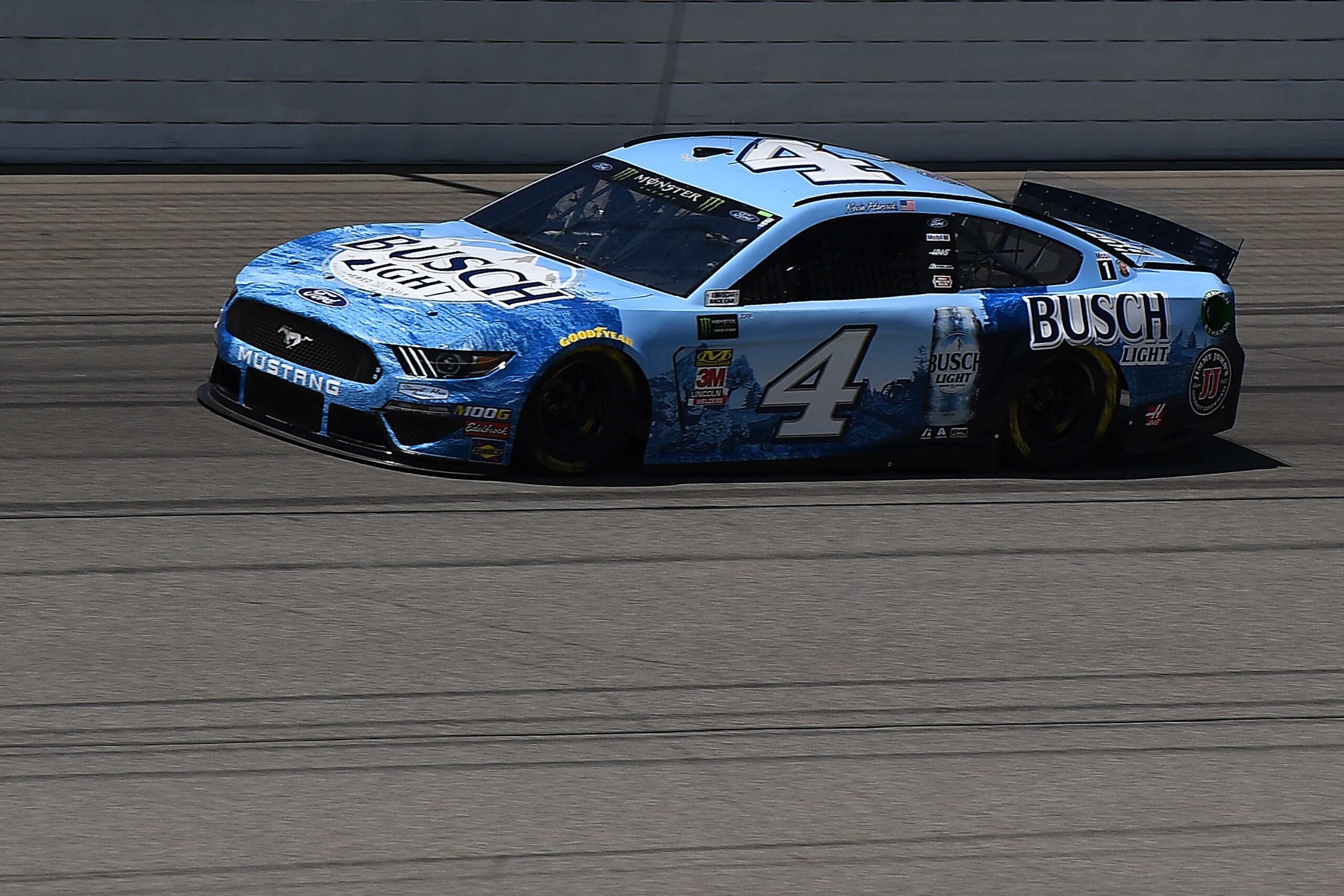 BROOKLYN, MICHIGAN - JUNE 07: Kevin Harvick, driver of the #4 Busch Light Ford, drives during practice for the Monster Energy NASCAR Cup Series FireKeepers Casino 400 at Michigan International Speedway on June 07, 2019 in Brooklyn, Michigan. (Photo by Stacy Revere/Getty Images)