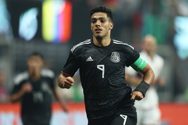 ATLANTA, GA - JUNE 05: Raul Jimenez of Mexico runs during the international friendly match between Mexico and Venezuela at Mercedes-Benz Stadium on June 5, 2019 in Atlanta, Georgia. (Photo by Omar Vega/Getty Images)
