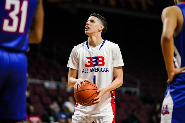 LAS VEGAS, NEVADA - MARCH 31: LaMelo Ball shoots a freethrow during the Big Baller Brand All American Game at the Orleans Arena on March 31, 2019 in Las Vegas, Nevada. (Photo by Cassy Athena/Getty Images)