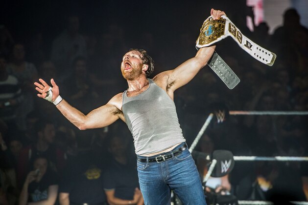 Dean Ambrose celebrates victory over the Wiz during the WWE show at Zenith Arena on may 09, 2017 in Lille, north France. / AFP PHOTO / PHILIPPE HUGUEN        (Photo credit should read PHILIPPE HUGUEN/AFP/Getty Images)