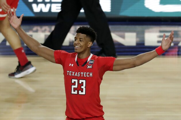 Texas Tech's Jarrett Culver (23) celebrates after defeating Michigan State 61-51 in the second half in the semifinals of the Final Four NCAA college basketball tournament, Saturday, April 6, 2019, in Minneapolis. (AP Photo/Matt York)