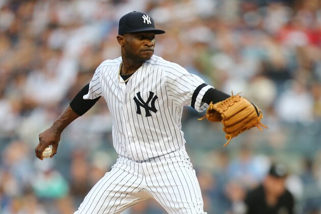 NEW YORK, NEW YORK - JUNE 01:  Domingo German #55 of the New York Yankees in action against the Boston Red Sox at Yankee Stadium on June 01, 2019 in New York City. New York Yankees defeated the Boston Red Sox 5-3. (Photo by Mike Stobe/Getty Images)