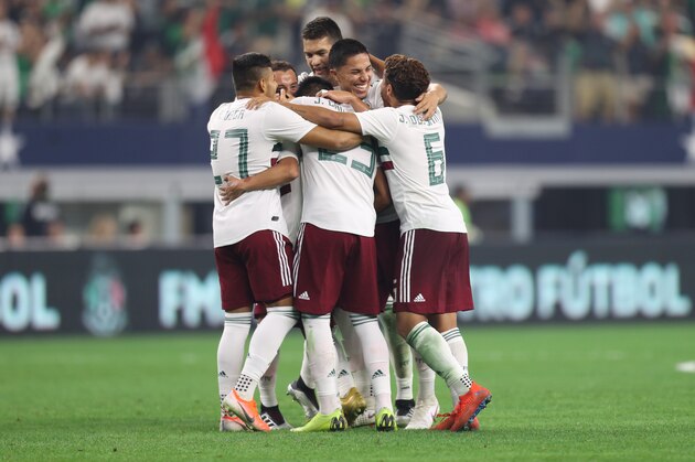 ARLINGTON, TX - JUNE 09: Mexico celebrates a second goal during the match against Ecuador at AT&T Stadium on June 9, 2019 in Arlington, Texas. (Photo by Omar Vega/Getty Images)